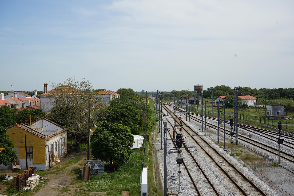 Carpentry next to the railway tracks